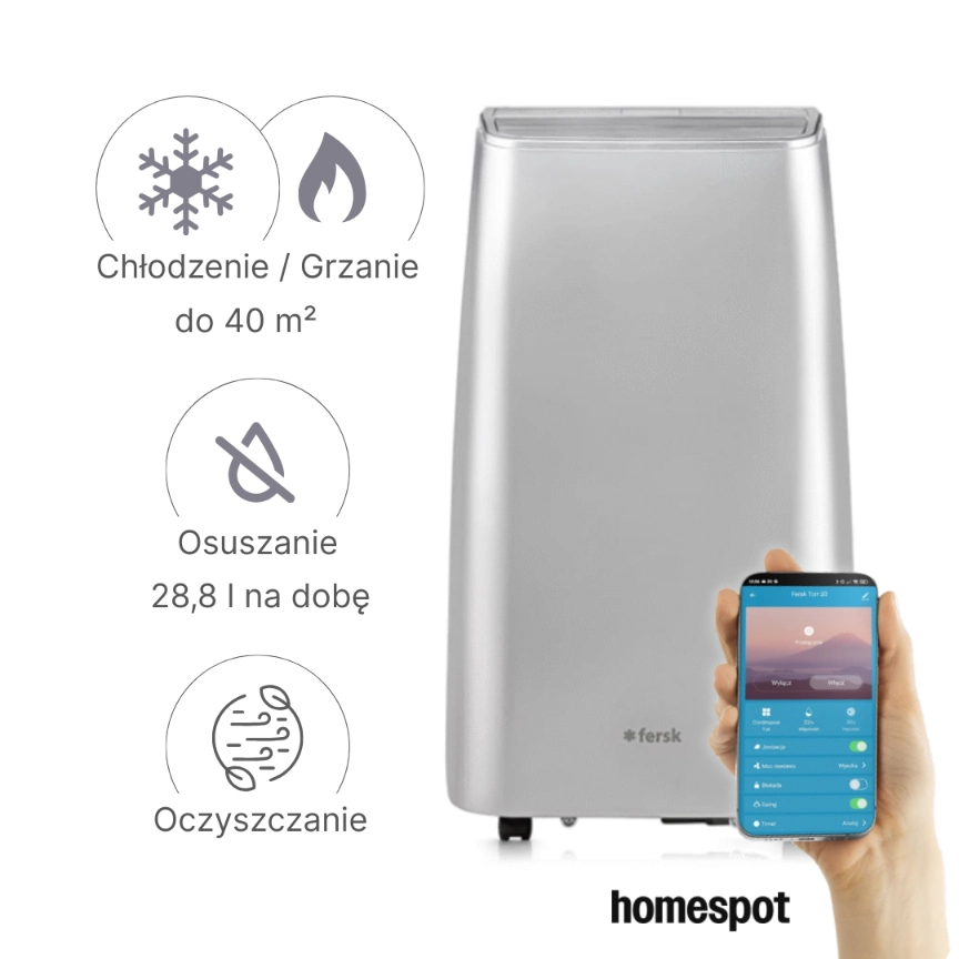 Fersk Vind 2 klimatyzator przenośny - osuszacz powietrza - ogrzewacz powietrza