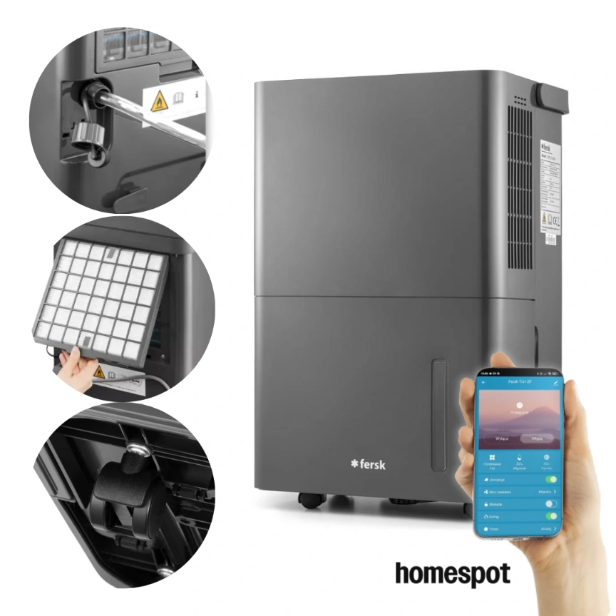 Fersk Torr szary - osuszacz powietrza z oczyszczaczem