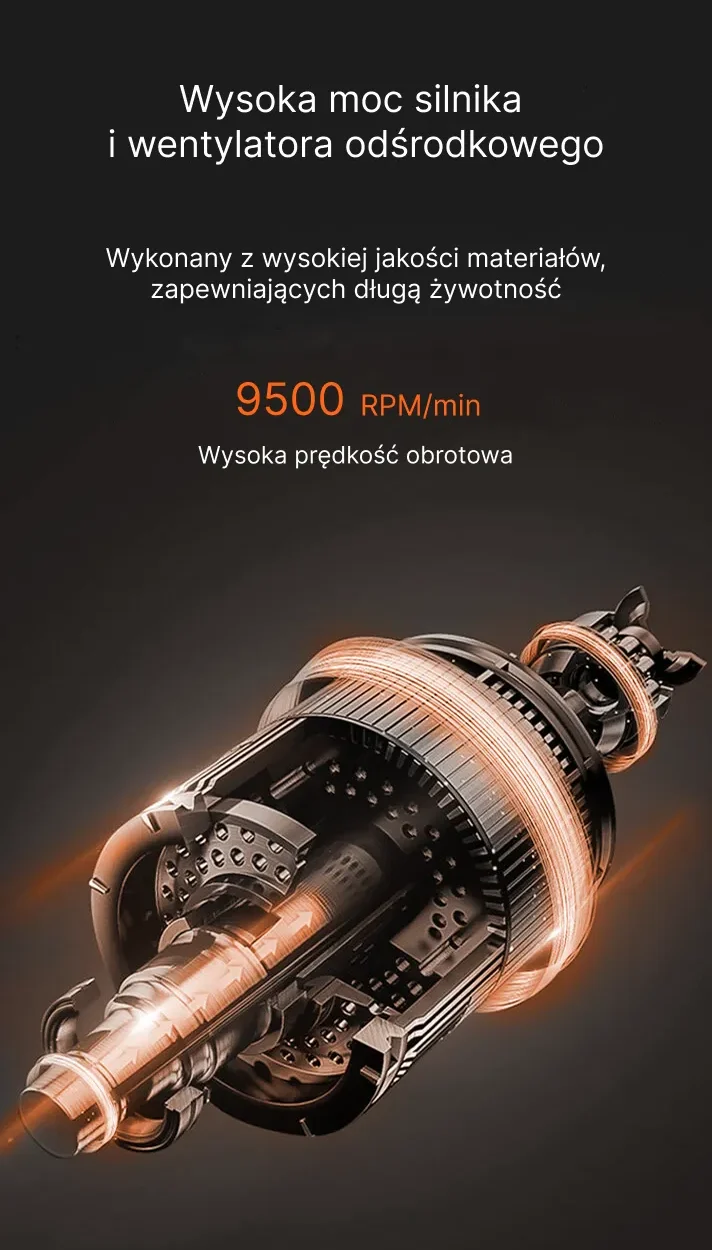 Wysoka moc silnika odkurzacza Hygse Handy