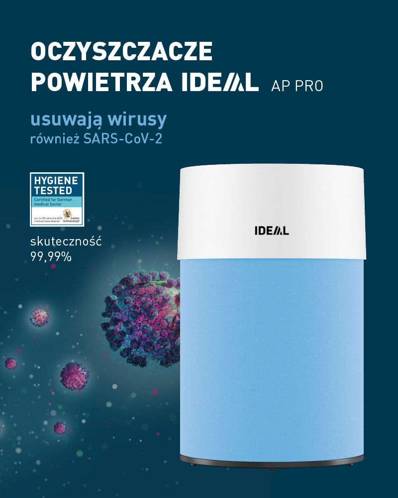 Oczyszczacze powietrza Ideal a wirusy - infografika
